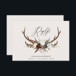 Rustige bruingebladerde bruingebladerte antwoord b<br><div class="desc">Rustic waterverf burgundy floral,  foliage and stag bruiloft R.S.V.P antwoordkaart. Elegant modern bruiloft. Deel van een collectie</div>