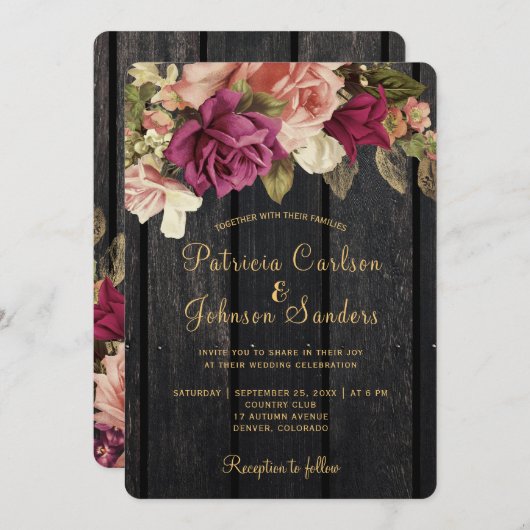 Rustige bruingebondenbruiloft kaart (Voorkant / Achterkant)