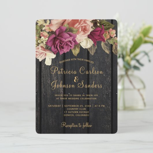 Rustige bruingebondenbruiloft kaart (Staand voorkant)