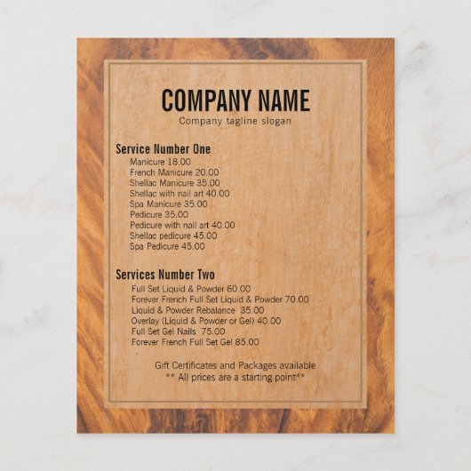 Rustige bruinnavelhoutextuur flyer (Achterkant)