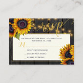 Rustige bruinzonnebloem-elegant RSVP Informatiekaartje (Voorkant)