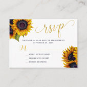 Rustige bruinzonnebloem-elegant RSVP Informatiekaartje (Voorkant)