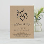 Rustige Buck & Doe Deer Antlers Engagement Party Kaart (Staand voorkant)