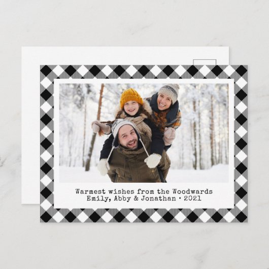 Rustige Buffalo Aangepaste foto zwart-wit Feestdagenkaart (Voorkant / Achterkant)