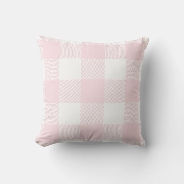 Rustige Buffalo Check Pattern Blush Pink Kussen (Voorkant)