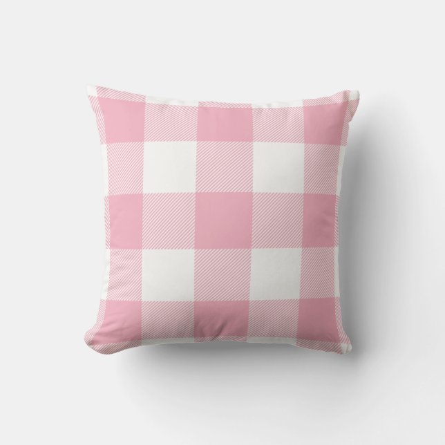 Rustige Buffalo Check Pattern Pastel Roze Kussen (Voorkant)