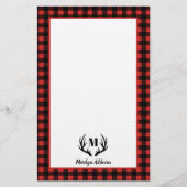 Rustige Buffalo Check Pset & Black Antlers Briefpapier (Voorkant)