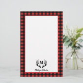 Rustige Buffalo Check Pset & Black Antlers Briefpapier (Staand voorkant)