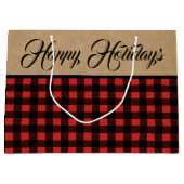 Rustige Buffalo Check Pset & Faux Kraft Kerstmis Groot Cadeauzakje (Voorkant)