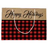 Rustige Buffalo Check Pset & Faux Kraft Kerstmis Groot Cadeauzakje (Achterkant)