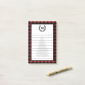 Rustige Buffalo Check Pset & Laurels | Monogram Post-it® Notes (Op bureau)