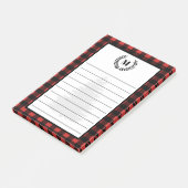 Rustige Buffalo Check Pset & Laurels | Monogram Post-it® Notes (Schuin)