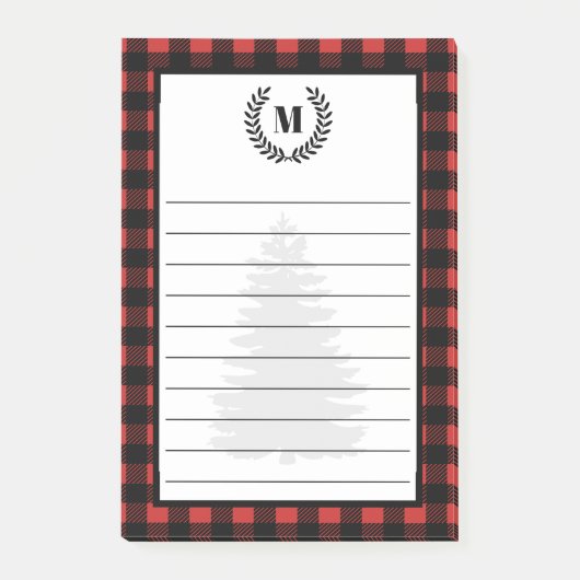 Rustige Buffalo Check Pset & Laurels | Monogram Post-it® Notes (Voorkant)