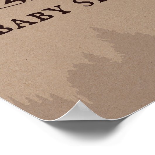 Rustige Buffalo Geplakt Lumberjack Baby shower Poster (Hoek)