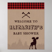 Rustige Buffalo Geplakt Lumberjack Baby shower Poster (Voorkant)
