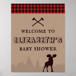 Rustige Buffalo Geplakt Lumberjack Baby shower Poster