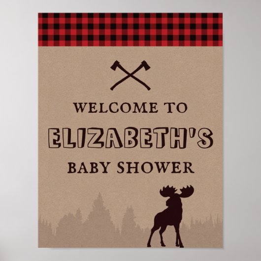 Rustige Buffalo Geplakt Lumberjack Baby shower Poster (Voorkant)