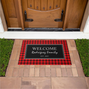 Rustige buffalo plaid name jaar deurmat