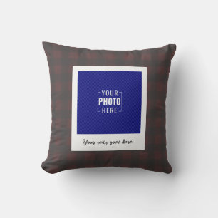 Rustige Buffalo Plaid Polaroid Foto op maat Kussen