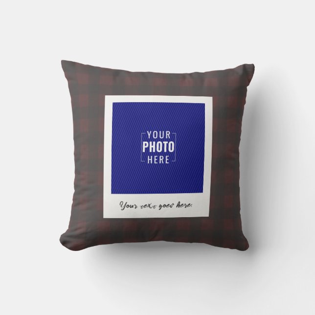 Rustige Buffalo Plaid Polaroid Foto op maat Kussen (Voorkant)