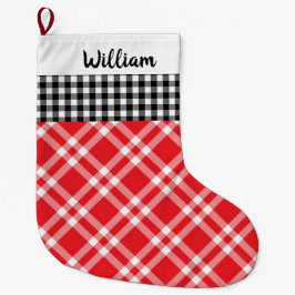 Rustige Buffalo Pset Black&Red, aangepaste naam Grote Kerstsok