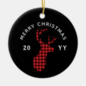 Rustige Buffalo Pset Deer Kerstjaar Keramisch Ornament (Voorkant)