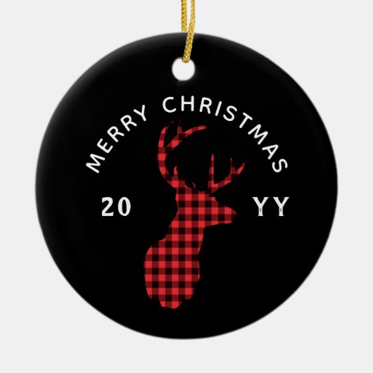 Rustige Buffalo Pset Deer Kerstjaar Keramisch Ornament (Voorkant)