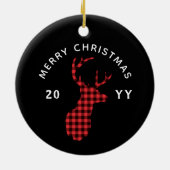 Rustige Buffalo Pset Deer Kerstjaar Keramisch Ornament (Achterkant)