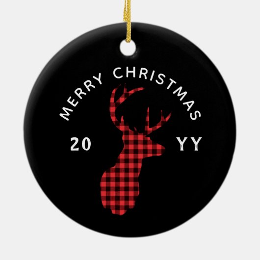 Rustige Buffalo Pset Deer Kerstjaar Keramisch Ornament (Achterkant)