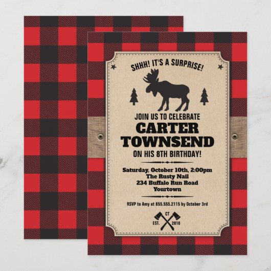 Rustige Buffalo Pset Moose Kraft Panel Birthday Kaart (Voorkant / Achterkant)