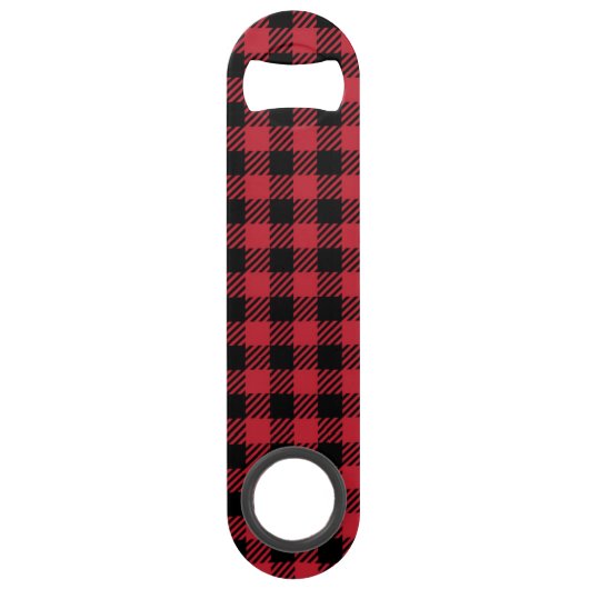 Rustige Buffalo Pset Red Black Monogram naam Speed Flessenopener (Achterkant)