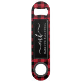 Rustige Buffalo Pset Red Black Monogram naam Speed Flessenopener (Voorkant)