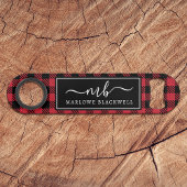 Rustige Buffalo Pset Red Black Monogram naam Speed Flessenopener