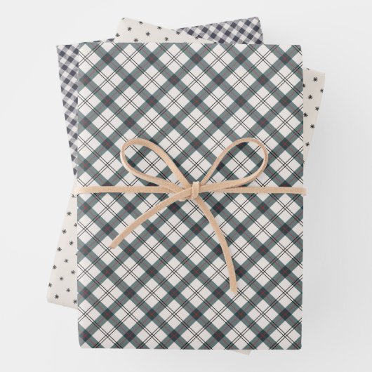 Rustige buffelpatroon drie bij elkaar inpakpapier vel (In situ)