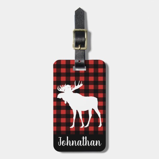 Rustige buffelplaat & witte mazen bagagelabel (Voorkant verticaal)