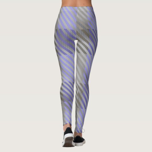 Rustige buffelstaaf Blauwe Grijze streep Leggings (Achterkant)