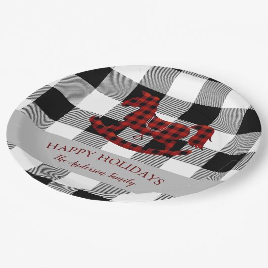 rustige buffelstaarten prettige feestdagen papieren bordje (Gekanteld)