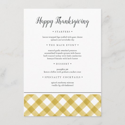 Rustige buffelstang Thanksgiving Menu (Voorkant)