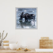 Rustige buitenshuis wildernis wildbull mose poster (Keuken)