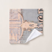  Rustige Bull Skull Grey Beige Western Bad Handdoek (Wasdoekje)