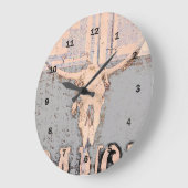 Rustige Bull Skull Grey Beige Western Grote Klok (Hoek)