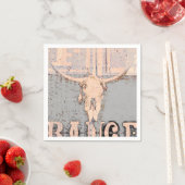 Rustige Bull Skull Grey Beige Western Servet (Insitu)