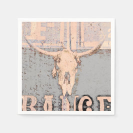  Rustige Bull Skull Grey Beige Western Servet