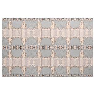 Rustige Bull Skull Grey Beige Western Stof
