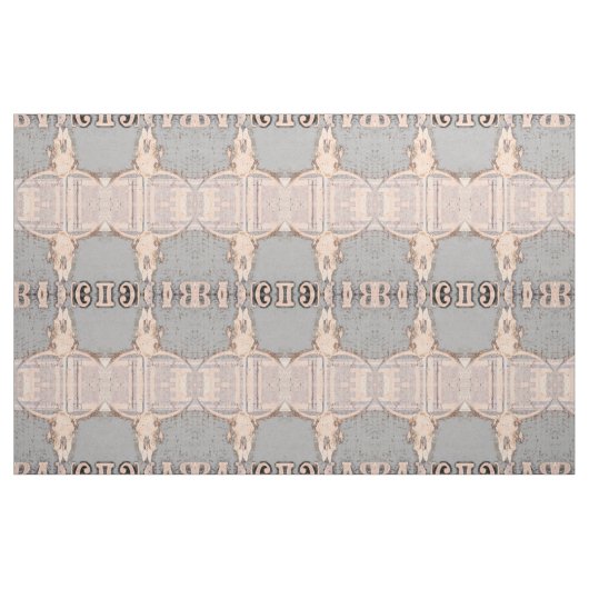  Rustige Bull Skull Grey Beige Western Stof (Fat Quarter)