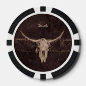 Rustige Bull Skull Western Land Brown beige Old Poker Chips (Voorkant)