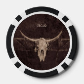 Rustige Bull Skull Western Land Brown beige Old Poker Chips (Achterkant)