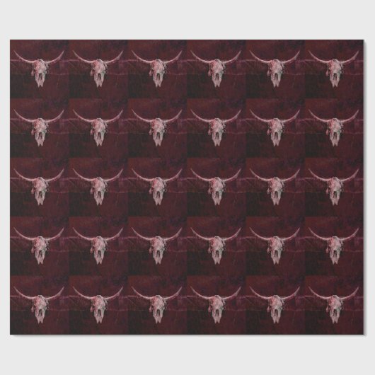 Rustige Bull Skull Western Red Brown Pattern Cadeaupapier (Vlak)