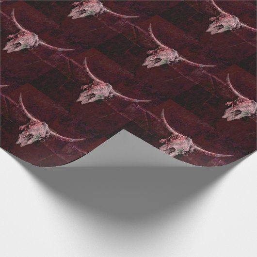 Rustige Bull Skull Western Red Brown Pattern Cadeaupapier (Hoek)
