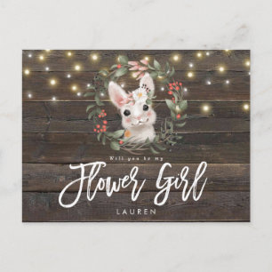 rustige bunny floral zal je mijn bloemmeisje zijn aankondigingskaart